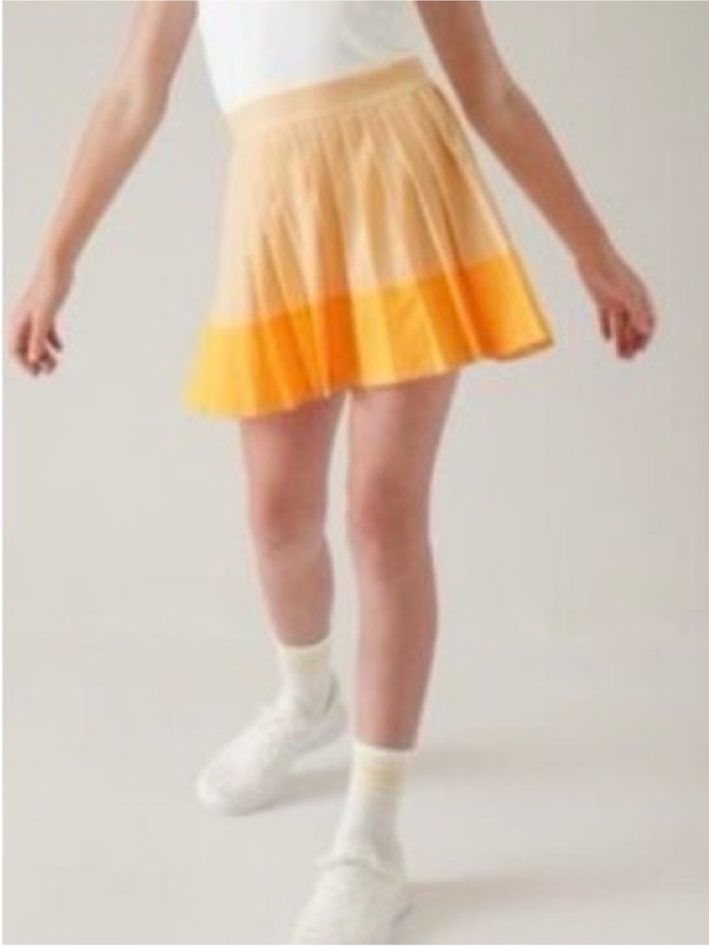 Athleta Yellow and Orange Pleated Colorblock Skort